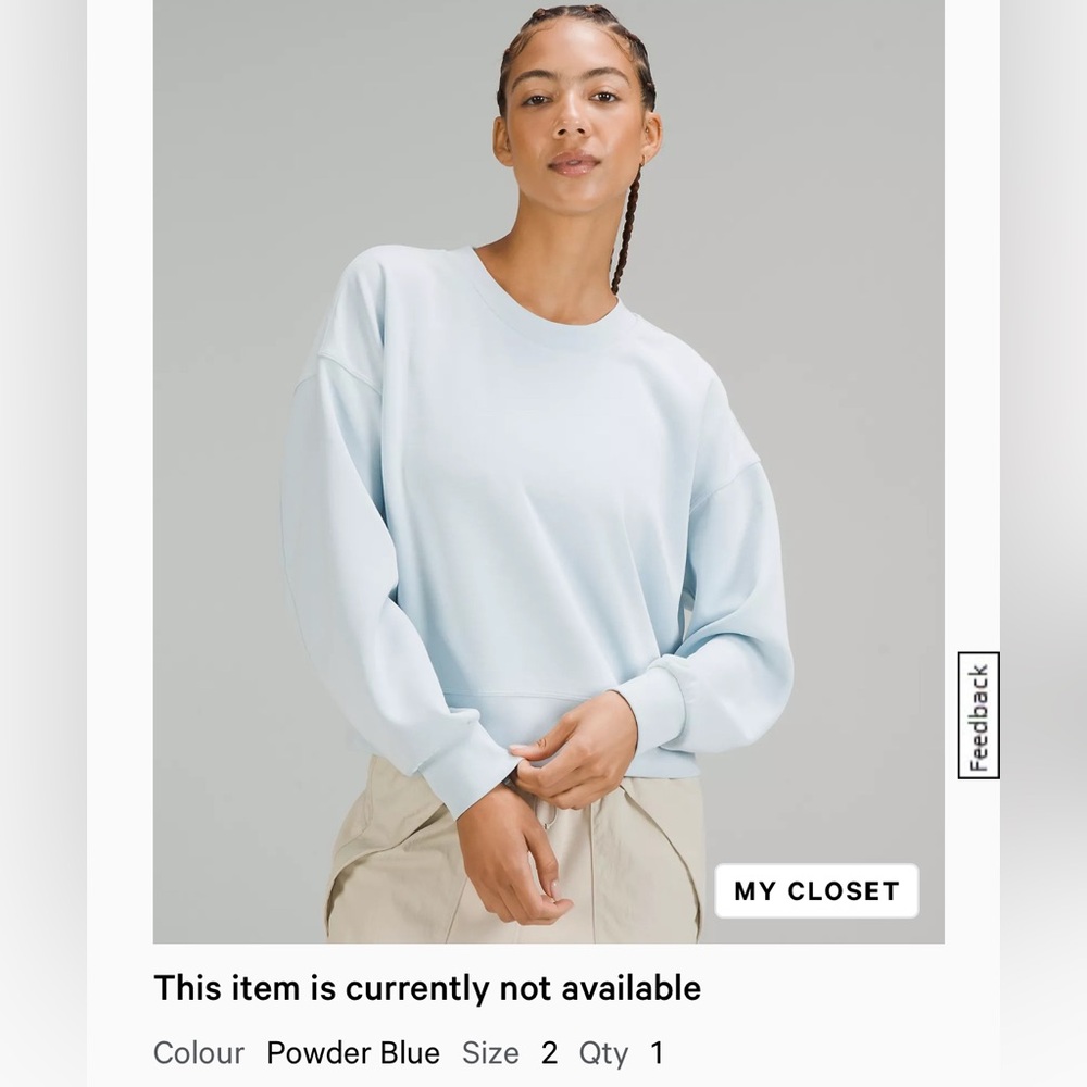 NEW LULULEMON PERFECTLY OVERSIZED CROPPED CREW *SOFTSTREME